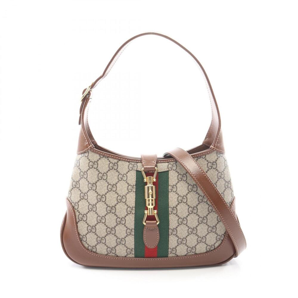 Gucci New Jackie GG Supreme 2-Way Shoulder Bag/Handbag, Coated Canvas and Lea...